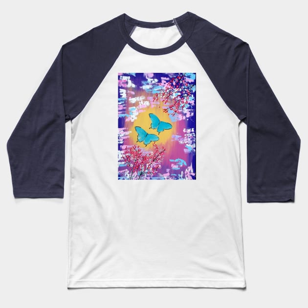 Abstract Butterflies Baseball T-Shirt by SheerJoy